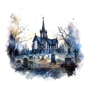 Gothic Graveyard Clipart, 12 Graveyard PNG, Graveyard Digital Art, Graveyard Illustration, Halloween Printable, Instant Download