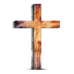 Wooden Christian Cross Clipart, 12 Christian Cross PNG, Christian Cross Illustration, Christian Cross Painting, Instant Download