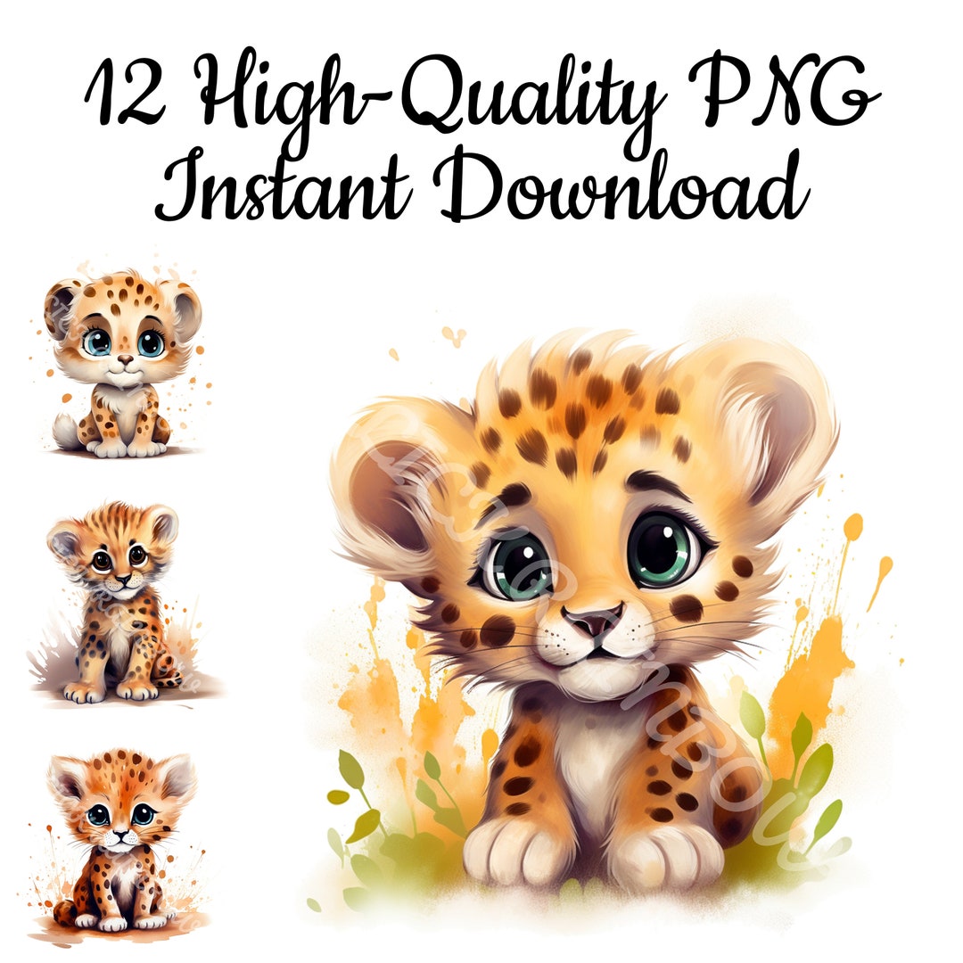 Cute Baby Cheetah Clipart, 12 Cheetah PNG, Cheetah Illustration, Cheetah  Watercolor, Cheetah Digital, Cheetah Art Print, Instant Download - Etsy, image size:1080x1080