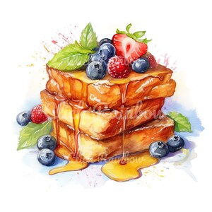 French Toast Clipart, French Toast 12 PNG, French Toast Illustration, French Toast  Digital Art, French Toast Art Print, Instant Download