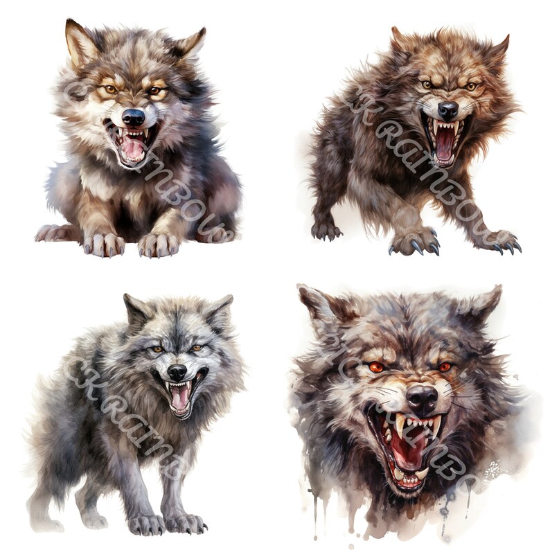 Werewolf Clipart, 12 Werewolf PNG, Halloween Digital Art, Werewolf ...