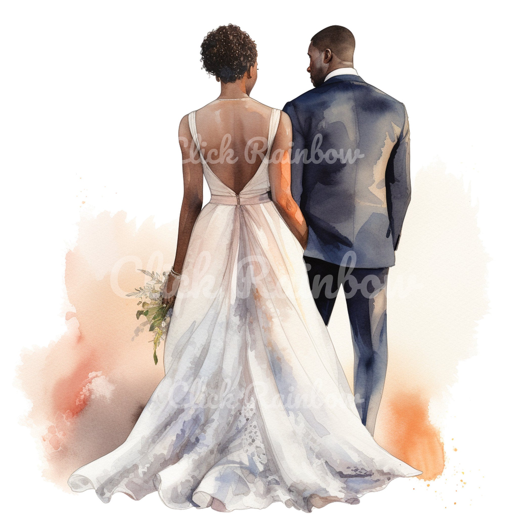 Black Just Married Couple Clipart Black Couple Art Bundle for - Etsy