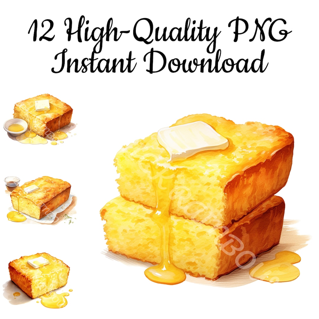 Thanksgiving Cornbread Clipart, 12 Highquality PNG, Printable, Paper