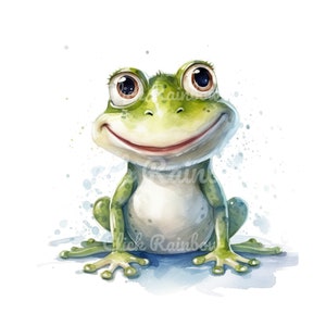 Cute Frog Clipart, 12 Cartoon Frog PNG, Frog Illustration, Frog Painting, Frog Art Print, Frog Sublimation, Frog Wall Art, Digital Download