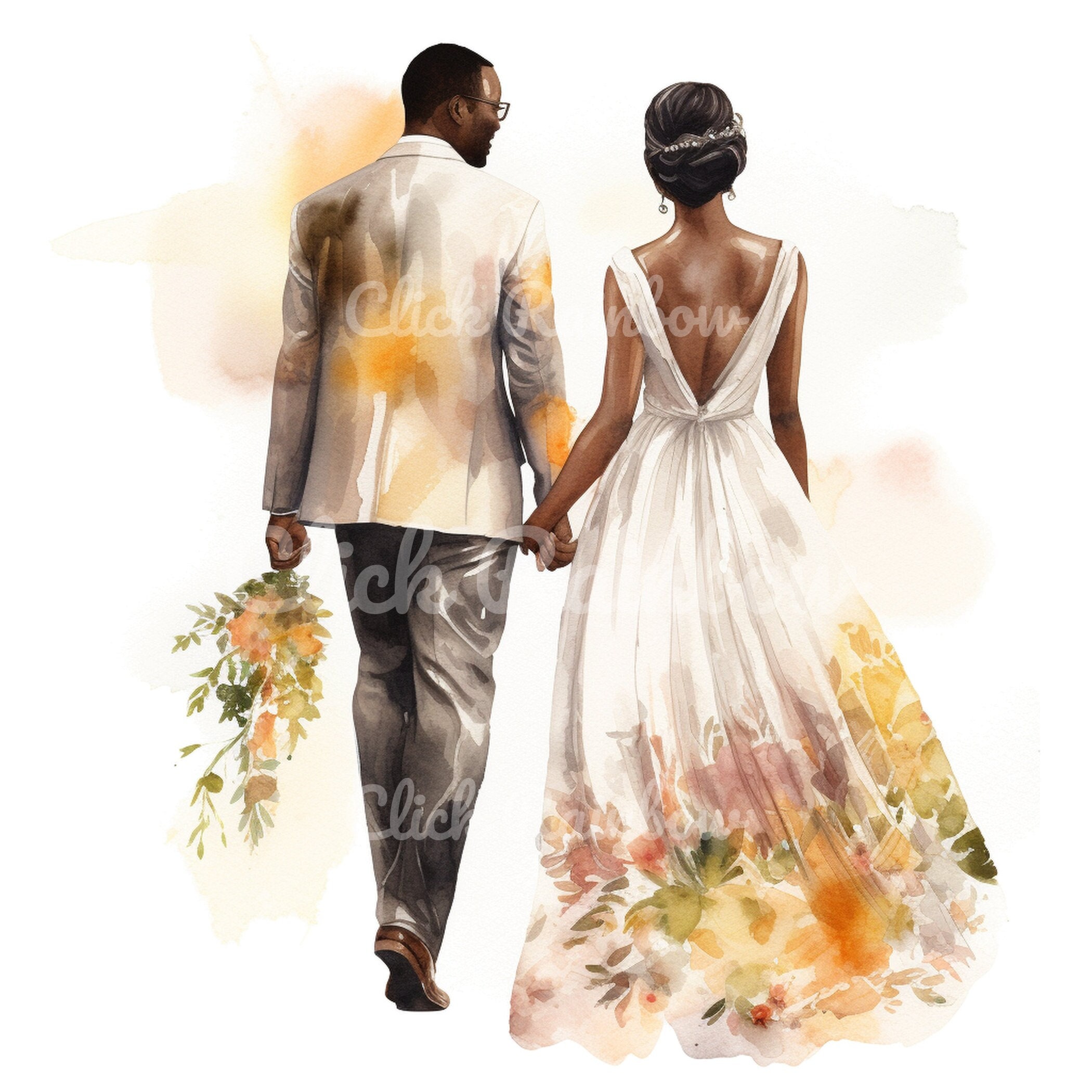 Black Just Married Couple Clipart Black Couple Art Bundle for - Etsy