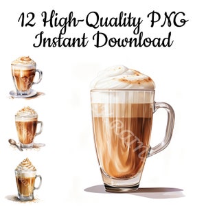 Latte Clipart, 12 Latte PNG, Latte Digital Art, Latte Sublimation, Latte Art Print, Latte Illustration, Latte Drawing, Instant Download