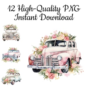 Wedding Car Clipart, 12 Wedding Car PNG, Wedding Car Illustration, Wedding Car Painting, Wedding Car Art Print, Instant Download