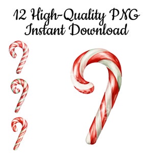 Christmas Candy Cane Clipart, 12 Candy Cane PNG, Candy Cane Sublimation, Candy Cane Digital Art, Candy Cane Illustration, Instant Download