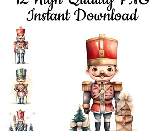 Christmas Nutcracker Clipart: 12 PNG Illustrations (Instant Download)