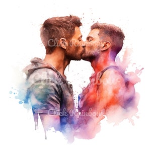 Gay Couple Clipart, 12 Gay Kiss PNG, Gay Couple Illustration, Gay Couple Wall Art, Gay Couple Art Print, Gay Pride, Instant Download
