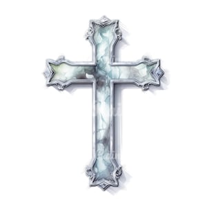 Silver Christian Cross Clipart, 12 Silver Christian Cross PNG, Silver Christian Cross Painting, Christian Cross Art Print, Digital Download