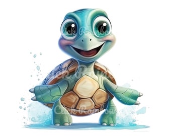 Clipart Tortue de mer PNG, illustrations de tortue de dessin animé (téléchargement numérique)
