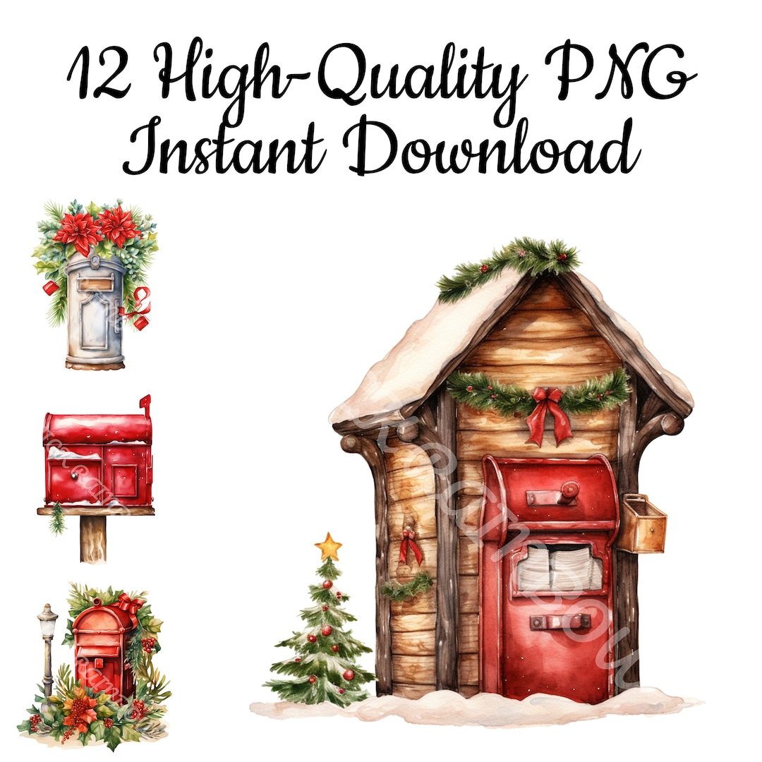 Santa's Mailbox Clipart, 12 Santa's Mailbox PNG, Christmas Letter ...