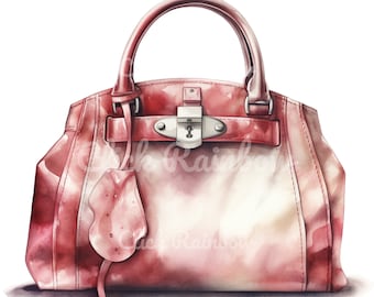 Handbag Watercolor Clipart: 12 PNG Illustrations (Digital Download)