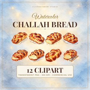 Imágenes prediseñadas de pan challah: 12 ilustraciones PNG (descarga digital)