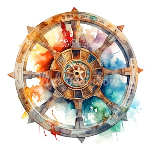 Dharma Wheel Art Print, 12 Dharma Wheel PNG, Dharmachakra Illustration, Dharma Wheel Watercolor, Digital Dharma Wheel, Instant Download