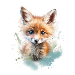 Baby Fox Clipart, 12 Cute Fox PNG, Kit Fox Illustration, Kit Fox Watercolor, Kit Fox Wall Art, Kit Sublimation, Kit Art Print, Fox Download