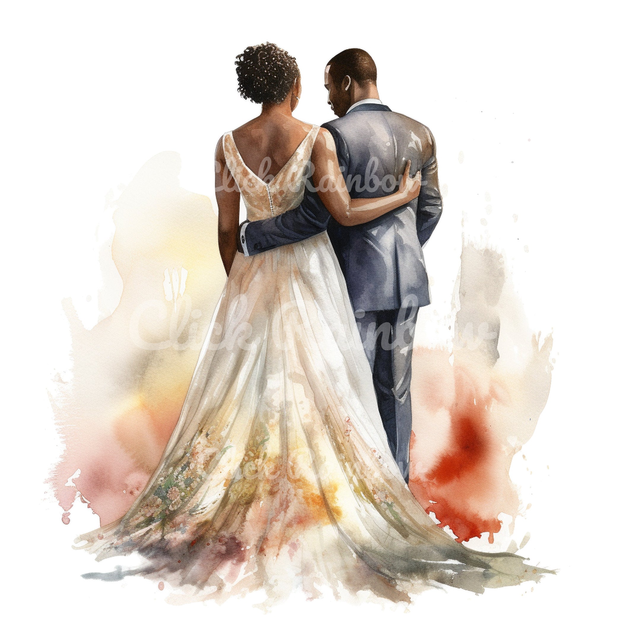 Black Just Married Couple Clipart Black Couple Art Bundle for - Etsy