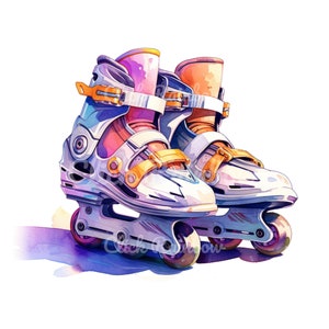 Rollerblades clipart, 12 Rollerblades PNG, ilustracja Rollerblades, druk artystyczny Rollerblades, rolki z lat dziewięćdziesiątych, Instant Download