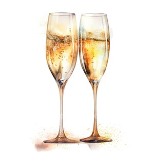 Champagne Clipart, 12 Champagne PNG, Champagne Illustration, Champagne Glass, Celebration Art Print, Champagne Digital Art, Digital Download