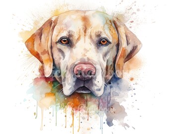 Labrador Retriever Watercolor Clipart: 12 PNG Art Prints (Digital Download)