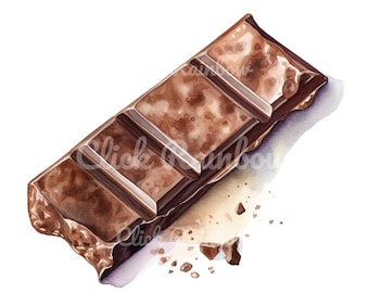 水彩画風チョコレートバーのクリップアート：12点のPNGイラスト（デジタルダウンロード）