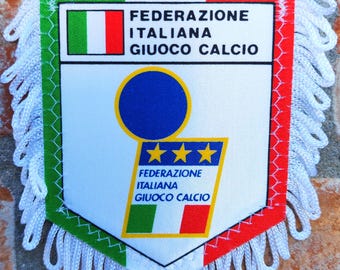 Italia 1990s football calcio handmade pennant / fanion fait main / handmade pennant / vintage item with wonderful colors and graphics