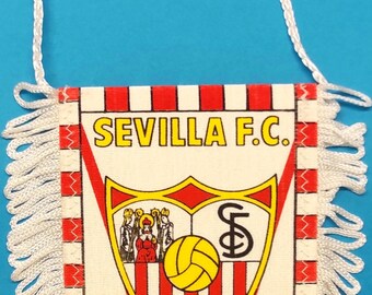 Sevilla FC 1980s soccer football handmade fait-main pennant fanion wimpel banderin - unique vintage rare decorative item