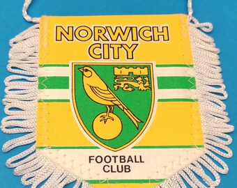 Norwich City 1980 fútbol fútbol hecho a mano fait-main banderín fanion banderín - super artículo decorativo raro vintage único