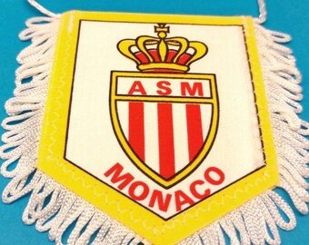 Monaco 1980s soccer football handmade fait-main pennant fanion wimpel - unique vintage rare decorative item