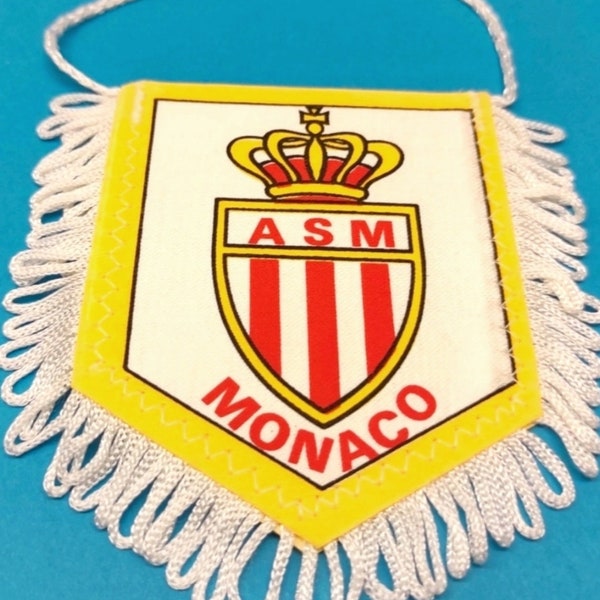 Monaco 1980s soccer football handmade fait-main pennant fanion wimpel - unique vintage rare decorative item