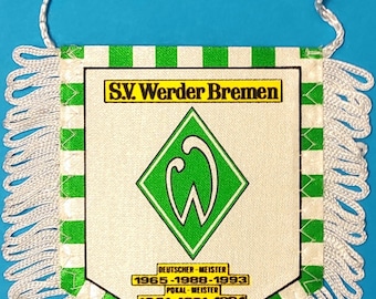 Werder Bremen FC 1990s soccer football handmade fait-main pennant fanion wimpel banderin - unique vintage rare decorative item