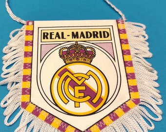 Real Madrid 1980s soccer football handmade fait-main pennant fanion wimpel - unique vintage item gift with wonderful colours and graphics