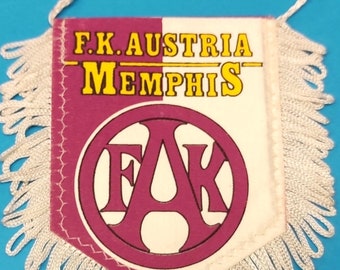 Austria Memphis Wien 1980s soccer football handmade fait-main pennant fanion wimpel - unique vintage rare decorative item
