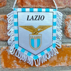 Lazio Roma Rome 1980s football soccer handmade pennant / fanion fait main / handgefertigt wimpel / vintage item wonderful colours & graphics