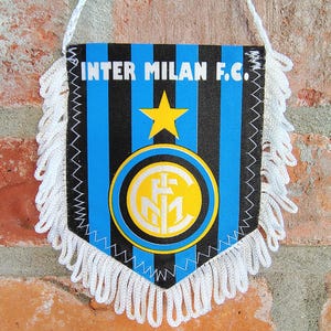 Inter Milan 1990s soccer football handmade pennant / vintage item with wonderful colors and graphics