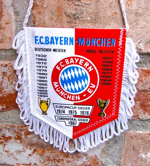 Bayern Munich 1990 fútbol fútbol hecho a mano banderín fanion banderín