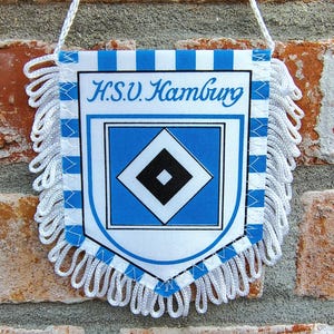 ハンブルクHSV 1980年代サッカーフットボールハンドメイドのフェイトメインペナントファンイオンペナントバンデリン - ユニークなヴィンテージの珍しい装飾品
