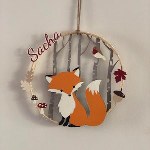 Crown, personalized first name, room decoration, fox, birth gift