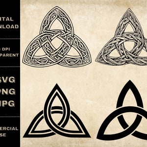 Trinity Knot SVG Bundle, PNG, Celtic Knot Clipart, Ilustración de vectores Triquetra dibujados a mano, Archivos SVG para grabado láser