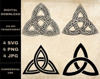 Trinity Knot SVG Bundle, PNG, Celtic Knot Clipart, Hand Drawn Triquetra Vector Illustration, SVG Files For Laser Engraving