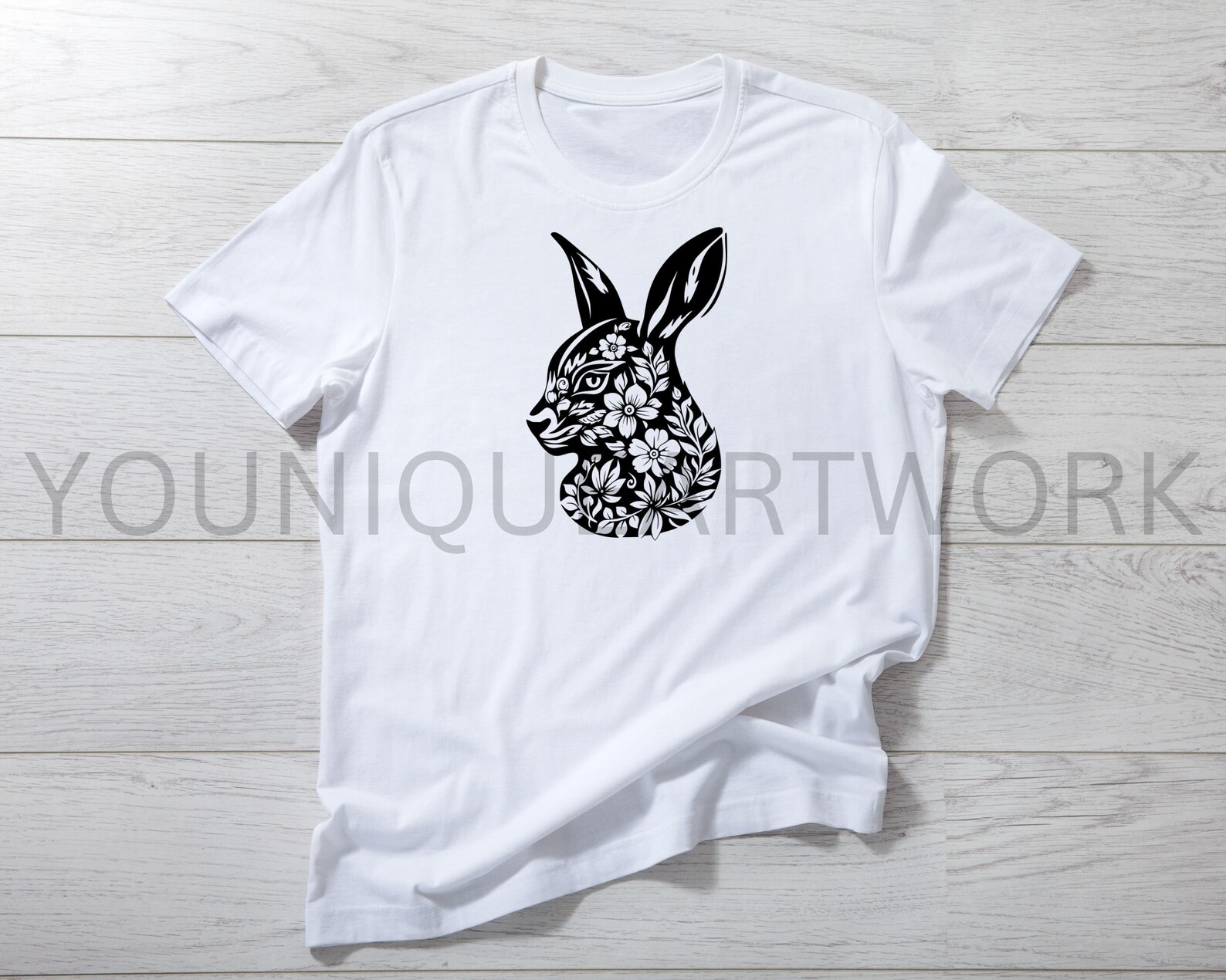 Floral Bunny SVG Bundle, PNG, Rabbit Head Clipart, Hand Drawn Bunnies ...