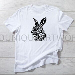 Floral Bunny SVG Bundle, PNG, Rabbit Head Clipart, Hand Drawn Bunnies ...