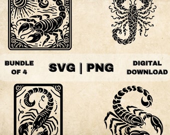 Scorpio SVG Bundle, Zodiac Sign Clipart, Hand Drawn Astrology Themed Vector Illustration, SVG Files For Laser Engraving & Craft