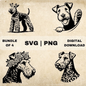 Airedale Terrier SVG Bundle, Airedale Terrier Clipart, Hand Drawn Dog Theme Vector Illustration, SVG Files For Laser Engraving & Craft