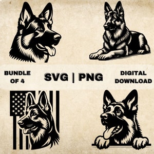 German Shepherd SVG Bundle, German Shepherd Clipart, Hand Drawn Dog Theme Vector Illustration, SVG Files For Laser Engraving & Craft