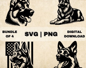 German Shepherd SVG Bundle, German Shepherd Clipart, Hand Drawn Dog Theme Vector Illustration, SVG Files For Laser Engraving & Craft
