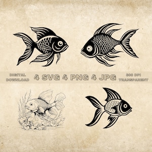 Goldfish SVG Bundle, PNG, Heron Clipart, Hand Drawn Heron Vector Illustration, SVG Files For Laser Engraving