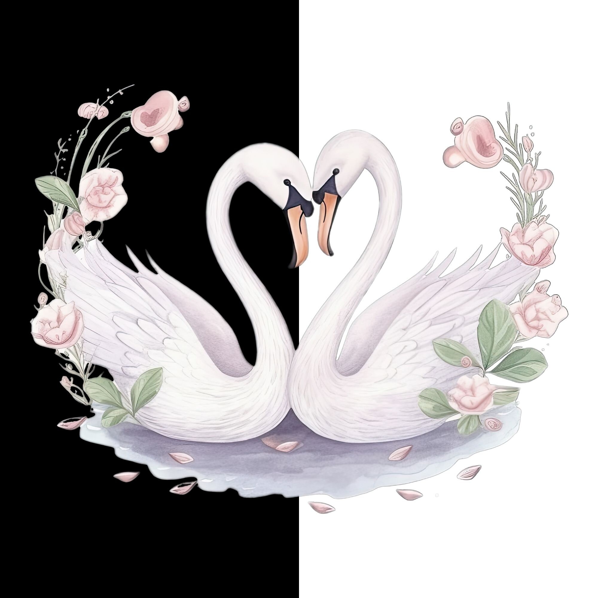 Cute Swan Clipart, Watercolor Swans PNG Files for Sublimation, Nursery ...