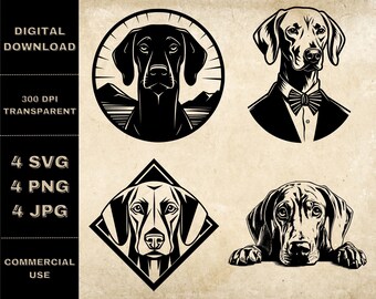 Vizsla SVG Bundle, PNG, Cute Dogs Clipart, Hand Drawn Peeking Dog Vector Illustration, SVG Files For Laser Engraving